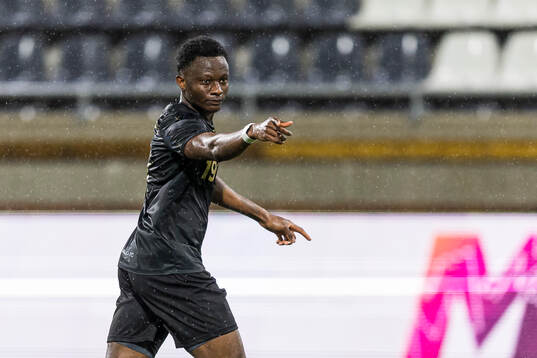 Halmstads Yannick Agnero jublar efter 1-0