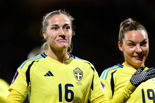 Filippa Angeldahl of Sweden celebrates after 0-1