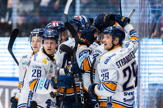 Växjös Hugo Gustafsson och Sebastian Strandberg jublar