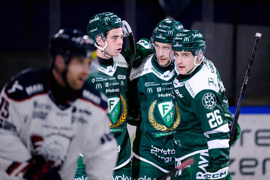 Färjestads Viktor Lodin, Per Åslund och Joel Nyström