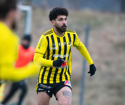 IFK Hässleholms Waseem Jafleh i träningsmatchen mellan IFK Hässleholm och Sölvesborg i Sösdala 1 mars 2025.