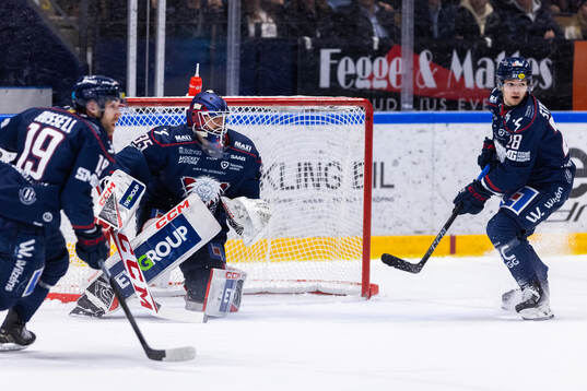 Linköpings Patrick Russell, målvakt Adam Werner och Olle