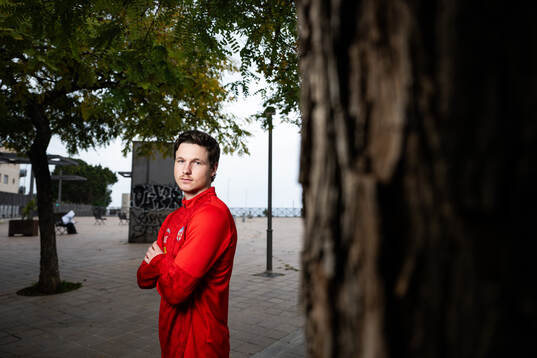 Helsingborgs Max Svensson poserar för ett porträtt den 5 mars 2025 i Palma de Mallorca. 