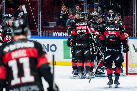 Malmö Redhawks spelare jublar