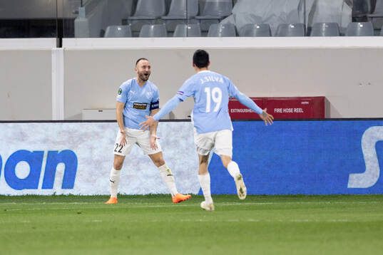 Muamer Tankovic of Pafos celebrates after scoring 1-0
