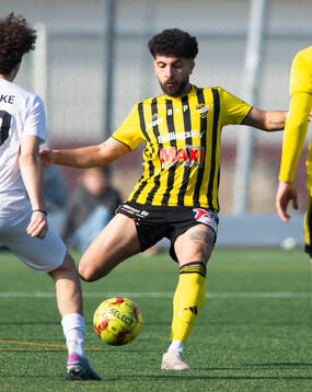 IFK Hässleholms Waseem Jafleh i träningsmatchen mellan IFK Hässleholm och Högaborg i Hässleholm 8 mars 2025.