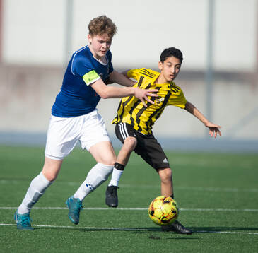 IFK Hässleholms Mustafa Ali i träningsmatchen för pojkar födda 2011, U14, mellan IFK Hässleholm och Askeröd i Hässleholm 8 mars 2025.