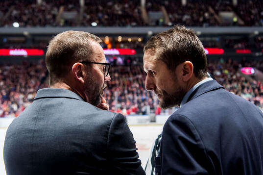 Rögles tränare Roger Hansson och Malmö Redhawks tränare