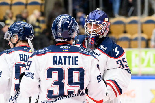 Linköpings målvakt Adam Werner jublar