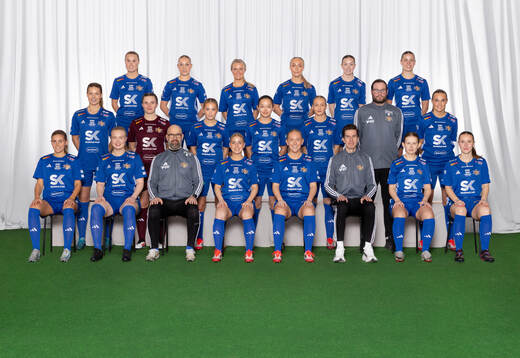  Julia Forslund, Freja Ekstrand, Thea Bergsten, Wilma Dahlgren, Lina Pettersson, Maja Hansson. Mittenledet från vänster: Nina Jakobsson, Lisa Sjögren, Klara Lindbäck, Lovisa Södergren, Karin Hetta, Materialare Staffan Mikaelsson, Tindra Dahlqvist. Sittande från vänster: Sofia Lindmark, Fanny Wiklund, Assisterande tränare Jörgen Lindbäck, Tilda Sahlman, Emma Burman, Huvudränare Fredrik Markström, Thelma Gustavsson, Thelma Heikkinen. Editors note: Bilden är retuscherad.