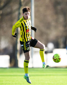  IFK Hässleholms Viktor Ahlgren i träningsmatchen mellan IFK Hässleholm och Älmhults IF i Sösdala 15 mars 2025.