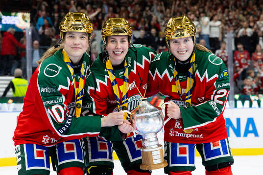 Frölundas Emilia Vesa, Nathalie Lidman och Linnéa