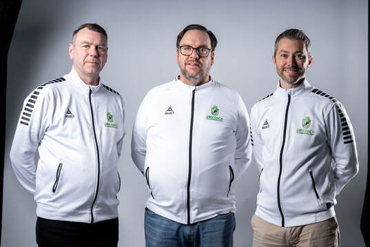 Robert Jacobsson, Thomas Hasselgren och Jimmy Högberg, SEF, poserar för porträtt