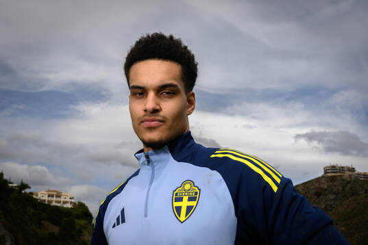 Goalkeeper Oliver Dovin of the Swedish men's national