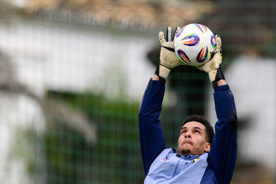 Goalkeeper Oliver Dovin of the Swedish men's national