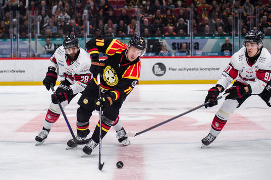 Malmö Redhawks Robin Hanzl och Axel Sundberg och Brynäs