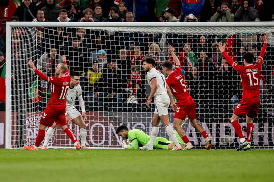 Christian Eriksen, Christian Nørgaard and Joakim Mæhle of