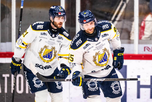 Södertäljes Sebastian Dyk jublar