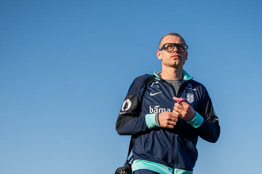 Julian Ryerson of the Norwegian national football team arrives at Chisinau International Airport