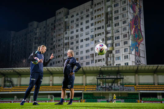 Erling Braut Haaland and assistant coach Kent Bergersen of