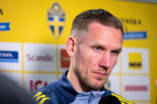 Goalkeeper Robin Olsen of Sweden  in the mixed zone