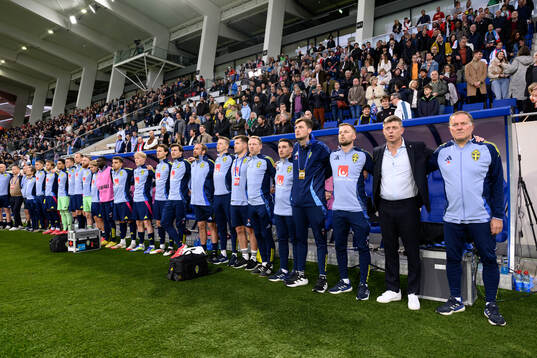 The Swedish players and staff with assistant coach