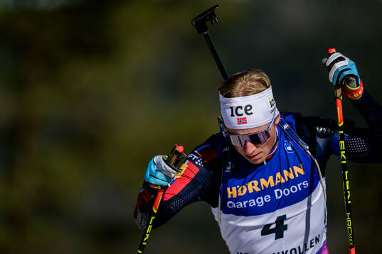 Isak Frey of Norway competes in men's 12,5 km pursuit