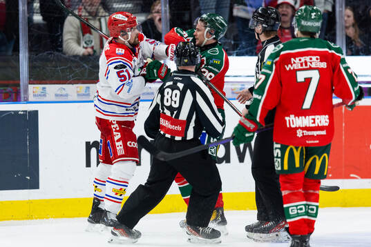 Timrås Anton Lander och Frölundas Mikael Ruohomaa