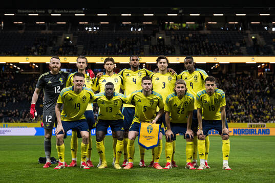 The starting eleven of Sweden pose for a team photo Top