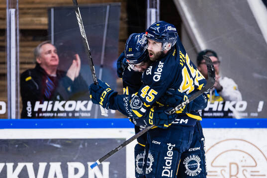 Södertäljes Sebastian Dyk jublar