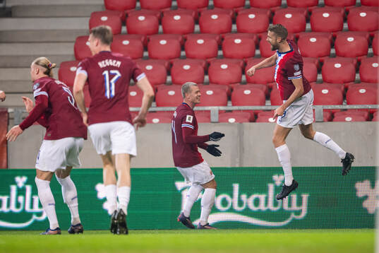 Kristoffer Ajer of Norway celebrates after 1-3