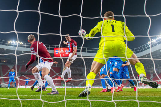Alexander Sørloth of Norway scores the 1-2 goal