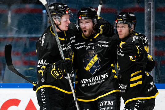 AIKs Lukas Zetterberg, Viggo Gustafsson och Oskar Magnusson