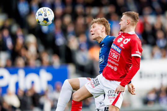 Halmstads Birnir Ingason och Degerfors Christos Gravius