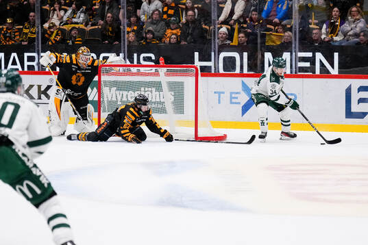 Skellefteås målvakt Linus Söderström och Jonathan Pudas