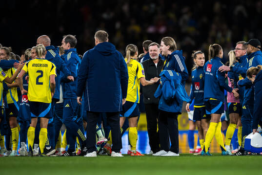 Head coach Peter Gerhardsson of Sweden celebrates