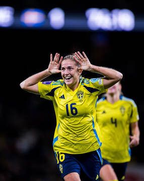 Filippa Angeldahl of Sweden celebrates after the 2-1 goal
