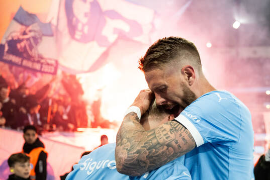 Malmö FFs Arnor Sigurdsson jublar med Pontus Jansson efter 2-1