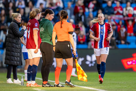 Karina Sævik of Norway is substituted off with an injury