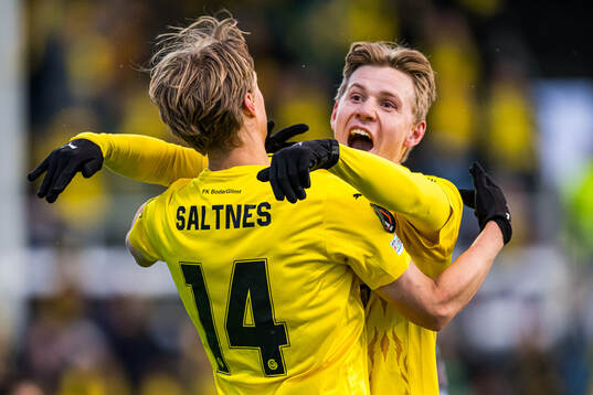 Ulrik Saltnes of Bodø/Glimt celebrates with Jens Petter