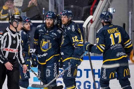 Södertäljes Nolan Stevens jublar