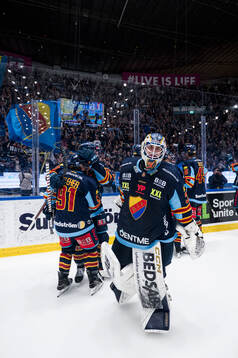 Djurgårdens målvakt Hugo Hävelid jublar