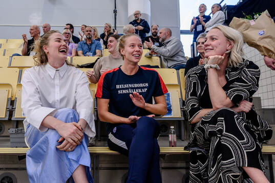Former swimmer Michelle Coleman with Louise Hansson and