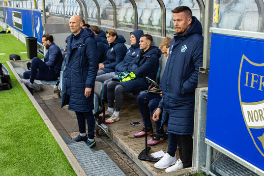 Halmstads Andreas Johansson och huvudtränare Johan Lindholm