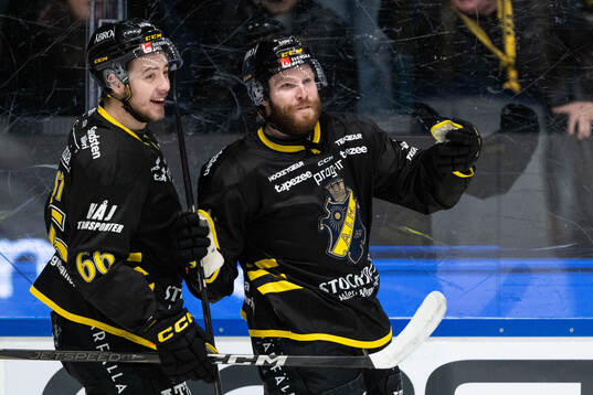 AIKs Lukas Zetterberg jublar med Gustav Sjöqvist