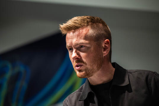 Halmstads huvudtränare Johan Lindholm på presskonferensen