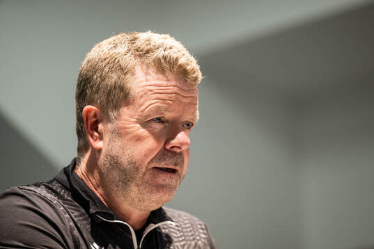 Mjällbys tränare Anders Torstensson på presskonferensen