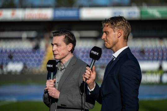 Niklas Jarelind, kommentator hos Max, och Pär Hansson,