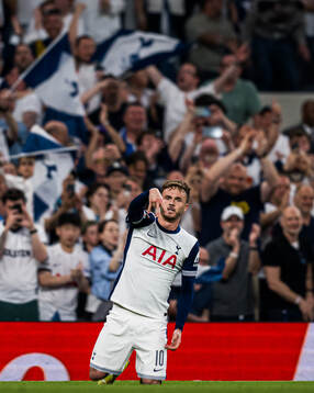 James Maddison of Tottenham celebrates after scoring the 2-0 goal