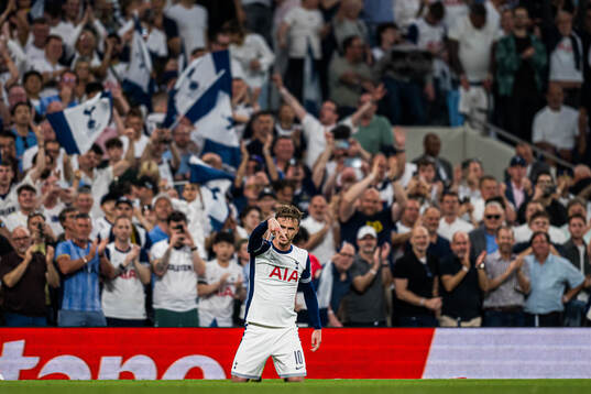 James Maddison of Tottenham celebrates after scoring the 2-0 goal